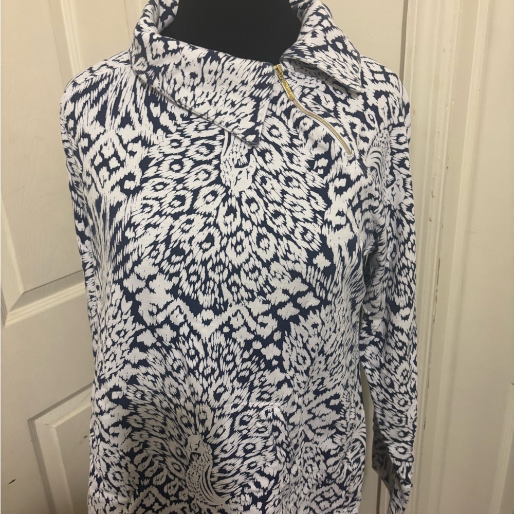 Lilly Pulitzer UPF 50+ Brooker Popover Bright Navy Pineapple Party Pullover